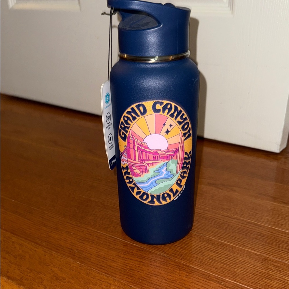 Life Is Good Blue Grand Canyon Water Bottle 32oz NWT